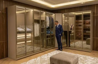 Immagine prodotto di Armadio angolare, mobile angolare, beige, marrone, moderno, elegante, lusso