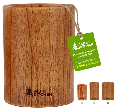 Imagen del producto de Soporte de utensilios de cocina de madera, multifuncional, de 5,9 x 4,7 x 6 cm, para la cocina