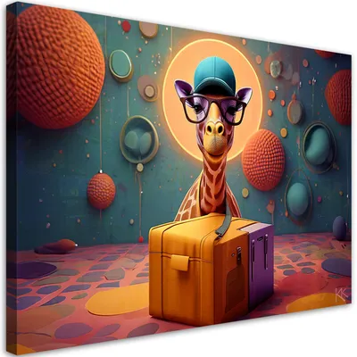 Produktbild von Leinwandbild Abstrakte Giraffe 60x40 Feeby Bunt bild für die wand bereit zum aufhängen
