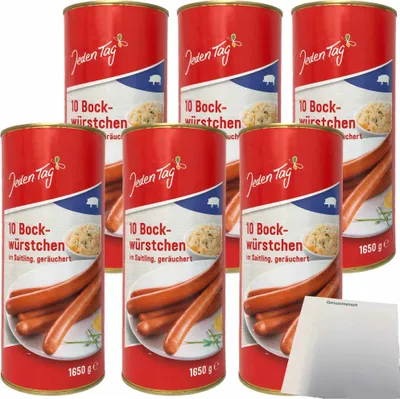 Produktbild von Jeden Tag Bockwürstchen im Saitling geräuchert 6er Pack (6x 10x90g Dose) + usy Block