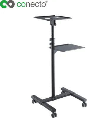 Produktbild von conecto CC50282 Neigbarer Projektionswagen/-tisch für Beamer und Projektoren , neigbar: -12° bis 12°, flexibel einstellbar, höhenverstellbar: 950-1450mm, Traglast: max. 10kg, schwarz