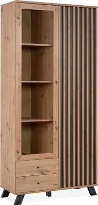 Produktbild von Standvitrine "Medan 52A" in Artisan Oak / Anthrazit. Abmessungen (BxHxT) 92x198x40 cm