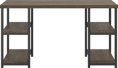 Produktbild von Computertisch mit 4 Ablagen aus laminierter Spanplatte braun