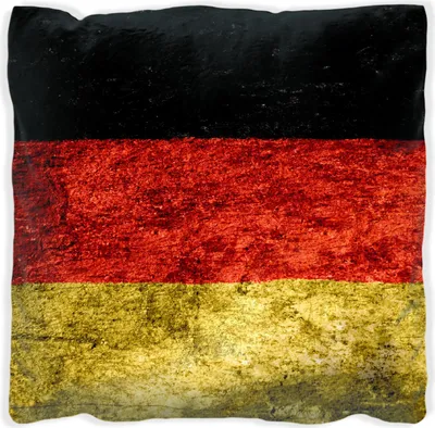 Produktbild von Wallario Premium Kissen, weiche Oberfläche, mit Motiv Verwitterte Deutschland-Fahne in schwarz rot gold, Größe: 60 x 60 cm, mit weißer Rückseite