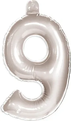 Produktbild von Großer Silberner Zahlenballon 9, 35 cm Höhe, für Geburtstage & Jubiläen