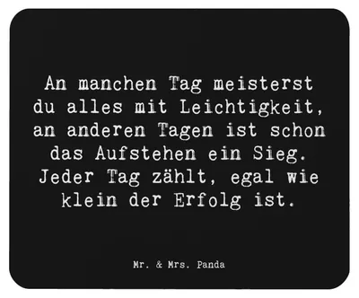 Produktbild von Mr. & Mrs. Panda Mousepad Spruch Leichtigkeit im Alltag - Schwarz - Geschenk, mauspad laptop, pc, Gefühl, Stimmungen, kleine Erfolge, Mouse Pad, Zitat, mausunterlage