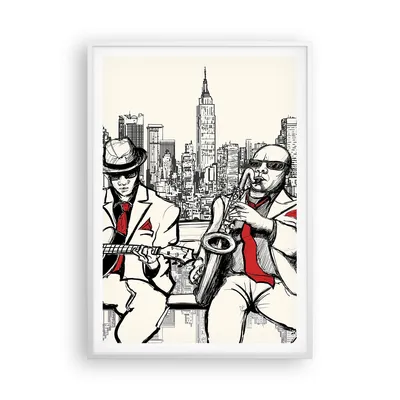 Produktbild von Gerahmtes Poster - Weißer Rahmen - Jazz Musik Musiker - 70x100 cm - Wand Bild - Wanddeko - Wandbilder - Kunstposter - Wandposter - Bilderrahmen - Bilder - Kunstdruck - Wandbild - P2WPA70x100-3599