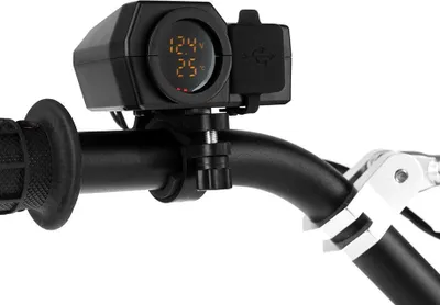 Produktbild von Motorrad Dual Usb Schnellladebuchse 3.0 Mit Voltmeter Und Aussentemperaturanzeige Lenkradhalterung