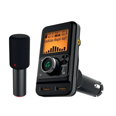 Imagen del producto de Transmisor FM BT con Bluetooth, micrófono de karaoke LTC TR225, 2 puertos USB (1 + 2.4A), micrófono de karaoke