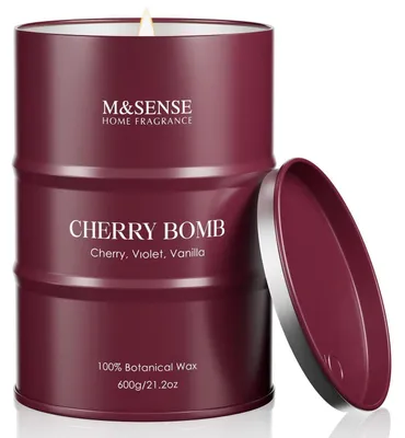 Image de Bougie parfumée "Kirschbombe" dans un bocal, 600g, durée de combustion de 130 heures, cire de soja