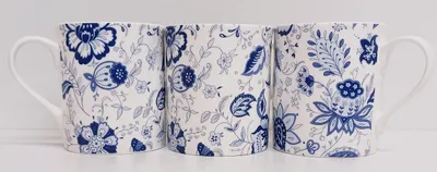 Zdjęcie produktu dla Zestaw 6 filiżanek z porcelany kostnej z motywem kwiatowym