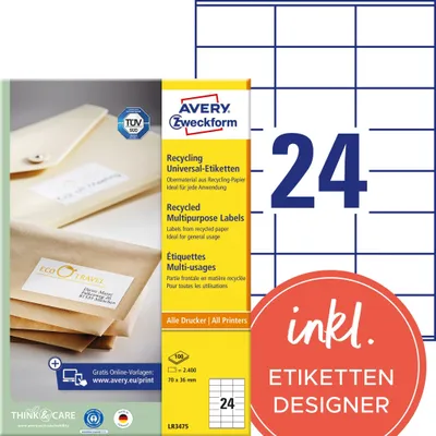 Immagine prodotto di Avery Zweckform etichetta RC LR3475 70x36mm nws 2400pz