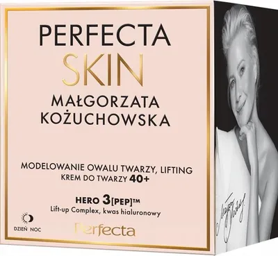 A product box for a face cream, featuring the brand name, product line, and a portrait of a woman.
