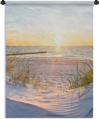 Produktbild von MuchoWow® Wandteppich Wandbehang Strand - Sonne - Düne - Gras - Sand - Horizont 150x200 cm Tapisserie Dekoration Wandtuch - Wandaufhängung - Moderner