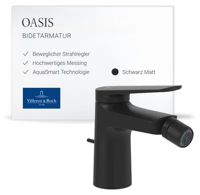 Produktbild von Villeroy & Boch Oasis Einhebel-Bidetarmatur, Höhe 73 mm – Schwarz Matt