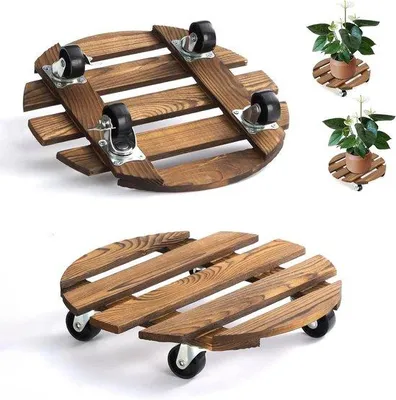 Obrázek produktu pro Váleček na květiny 30 x 6,5 cm – pojízdný nebo otočný podnos – nosnost 80 kg, s možností otáčení o 360° a kolečky.