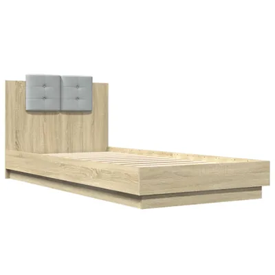Produktbild von Bettgestell mit Kopfteil Sonoma-Eiche 100x200 cm Holzwerkstoff