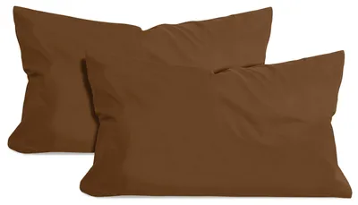 Productafbeelding van Set van 2 kussenslopen van katoen – jersey – ongeveer 40 x 60 cm, chocoladebruin