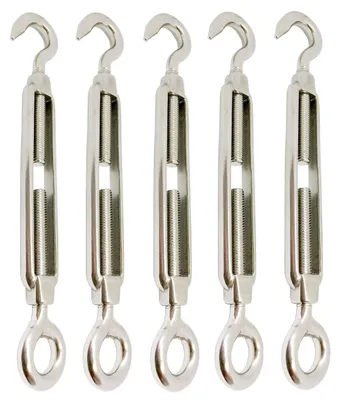 Produktbild von 5 x Spannschloss aus Edelstahl, M4, poliert, V4A AISI 316, mit Öse und Haken
