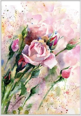 Produktbild von Wallario Wandbild Abstraktes Blumenbuket, Größe: 70,30 x 100,30 cm, Poster mit weißem Kunststoffrahmen