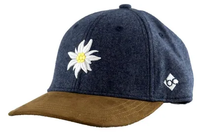 Produktbild von Bavarian Caps halfcurved Baseball Cap mit Edelweiß-Stickerei und Snapback, blau, Gr. Einheitsgröße