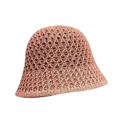 Produktbild von Beckenhut für Damen, hohl, atmungsaktiv, Sonnenschutz, Fischerhut, einfarbig, gewölbt, kurze Krempe, UV-Schutz, Fischerhut, Karamell, Einheitsgröße