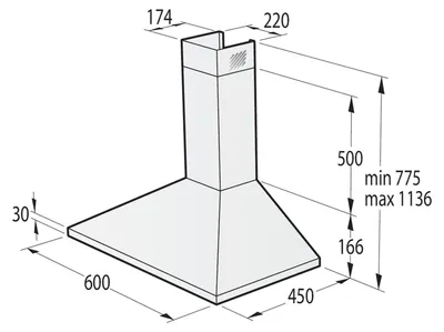 Obrázok produktu pre Gorenje WHC629E4X-DE, 450 m³/h, Zvedené / recirkulačné, C, A, B, 65 dB