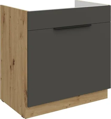 Produktbild von LUNARA Spülenunterschrank – Breite 80 cm, Graphit/Eiche Artisan