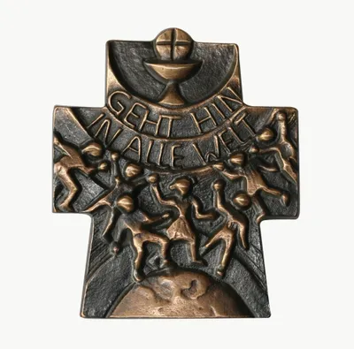 Produktbild von Kinderkreuz Bronze 10 cm Geht hin in alle Welt