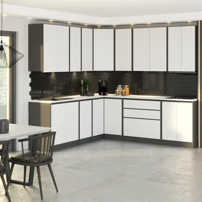 Zdjęcie produktu dla Blanco ® MEBLE KUCHENNE ZESTAW MEBLI KUCHENNYCH KUCHNIA NAROŻNA 440 cm BEZUCHWYTOWA LUX