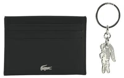 Produktbild von LACOSTE Leder Kartenhalter Schlüsselanhänger CC Key Ring Box Noir schwarz