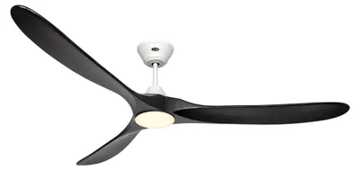 Productafbeelding van Energiezuinige plafondventilator met LED-verlichting en afstandsbediening, model Eco Genuino-L, mat wit / mat zwart, diameter 180 cm