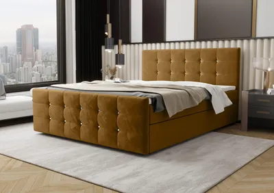 Produktbild von Boxbett Coria IV 180 cm 200 cm Boxspringbett Coria IV Senf 180x200 cm, Doppelbett für erholsamen Schlafkomfort
