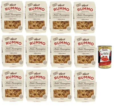 Produktbild von Rummo Farfalle N°85 12×500g – Bronze gezogen, Lenta Lavorazione, kochstabil & bissfest, ideale Pasta für Pesto Tomatensaucen & Nudelsalate, Gastro-Vorrat + Italian Gourmet polpa