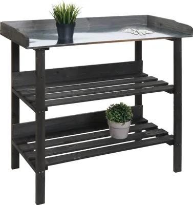 Produktbild von Pflanztisch MCW-O14, Gärtnertisch Blumentisch Pflanzregal, Outdoor Holz Tanne MVG-, 86x92x41cm  anthrazit