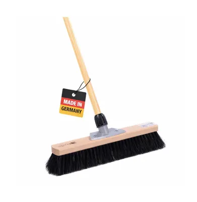 Produktbild von XXL Zimmerbesen Rosshaar-Naturhaar-Borsten 40cm Breit Kehrbesen mit Stiel sehr weich Besen Holzstiel