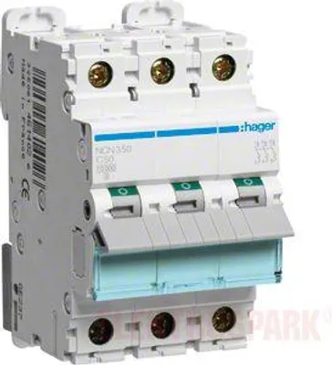 Produktbild von HAGER Leitungsschutzschalter 3 polig 10kA/15kA C-50A 3M