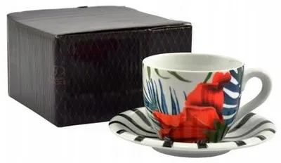 Produktbild von Bogucice Tropico Tasse mit Untertasse 450ml Blumenmuster
