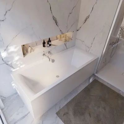 Produktbild von Schulte Körperform-Badewanne Modell Onda, Weiß Sanitäracryl, 190x80 cm, Höhe 58 cm, inkl. Set Hartschaum-Wannenträger + Ab- und Überlauf