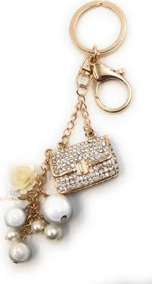 Produktbild von Onwomania Schlüsselanhänger Taschenanhänger Handtasche Steine golden Metall Anhänger Charm