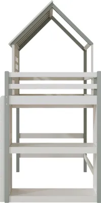 Produktbild von Hochbett mit Lattenros und Regal, 90x200 cm, Kinderbett mit Rausfallschutz, Kiefer