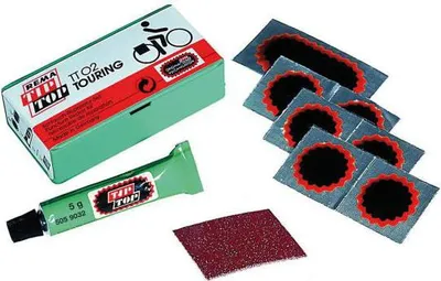 Image de Set de patchs pour vélo, set complet, 7 patchs avec colle et papier abrasif