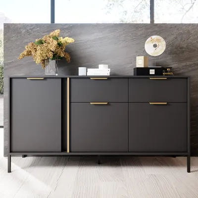 Produktbild von AX LIVING Modern Catanian 3T2S – Anthrazit Sideboard 153,1 cm Breite