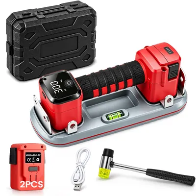Produktbild von Klopfbar Akku Saugheber 300KG mit 2×4,0Ah LCD-Display, 26 * 10 cm Elektrischer Saugnapf Vakuumheber Plattenheber für Glas Fliesen Holz Betonwände