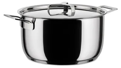 Edelstahl-Braadpan 24 cm, 4,73 l, mit Deckel, zwei Griffe