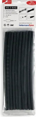 Produktbild von Hellermann Tyton 308-30610, Schrumpfschlauch, Schwarz, 20 cm, 6 mm, 10 Stück(e), 2 mm