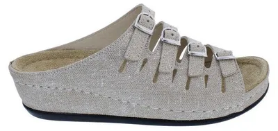 Produktbild von Berkemann Pantolette Hassel 0737-729, leicht glänzendes Velourleder, Beige, Weite E-H 42