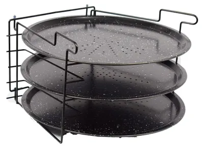 Produktbild von 3Er Set Pizzabackbleche + Gestell