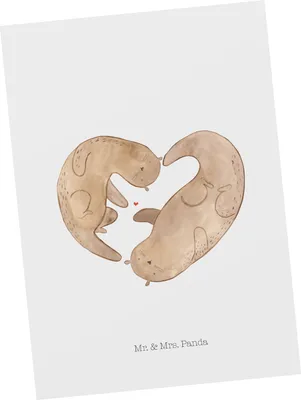 Produktbild von Mr. & Mrs. Panda Postkarte Otter Herz - Weiß - Geschenk, Ansichtskarten, Postkarten, Grußkarte, Fotokarte, Ansichtskarte, Verlobung, Hochzeitstag