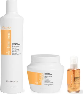 Immagine prodotto di Fanola Nutri Care Shampoo ristrutturante 350ml + Fanola Nutri Care Maschera ristrutturante 500ml + Fanola Nutri Care Cristalli fluidi ristrutturanti 100ml